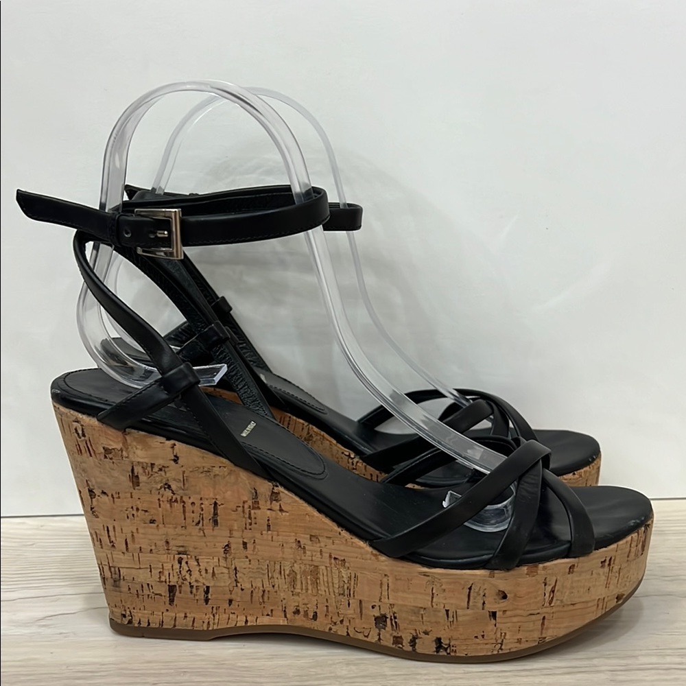 Prada Black Wedge Sandals with Cork Sole - Picture 3 of 8